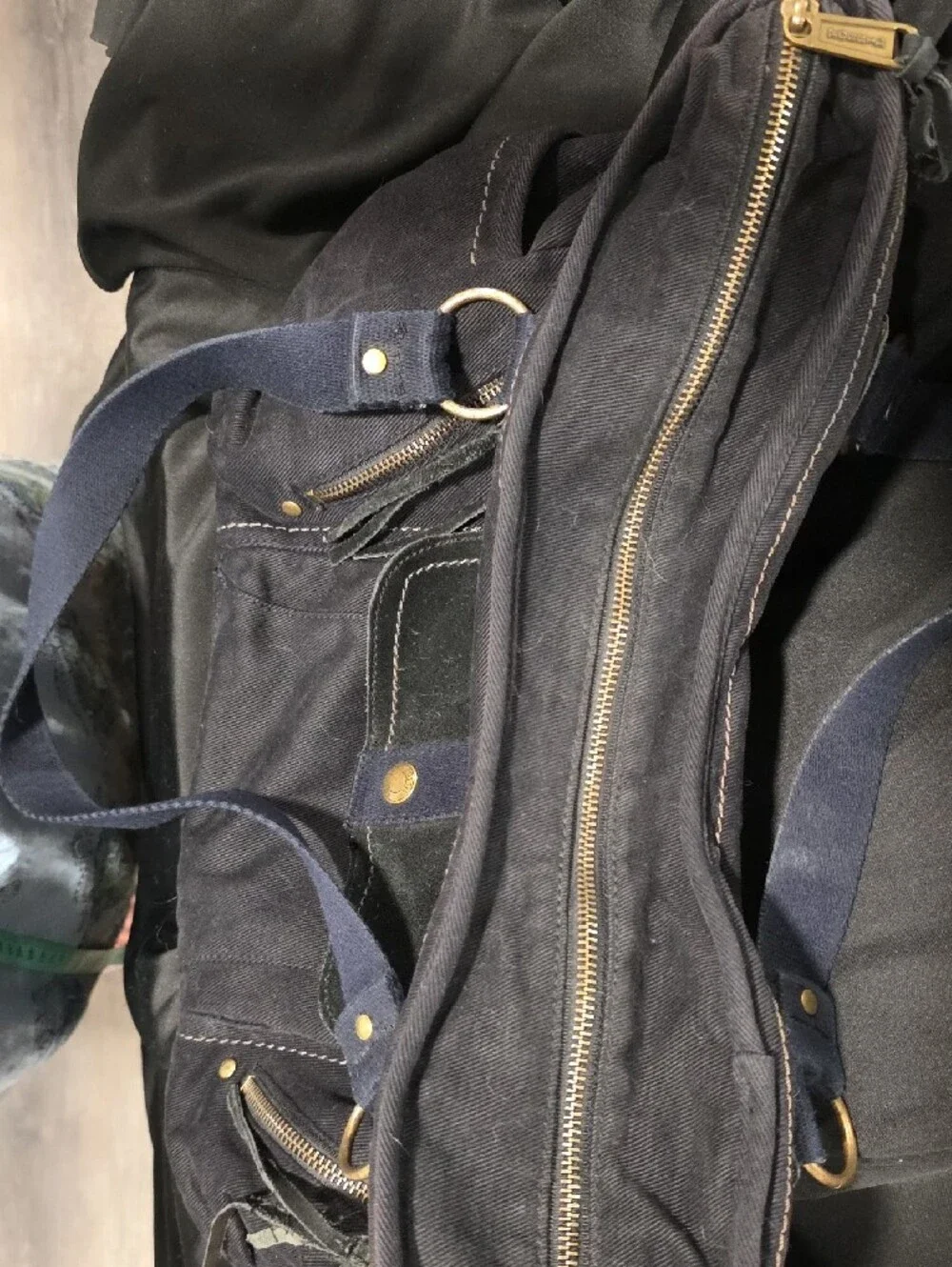 Fossil Black Canvas Hobo Bag with Gold Hardware